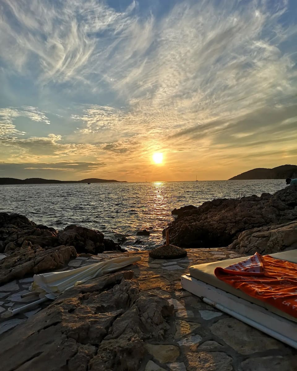 Hvar Island, Sunset on the coast Hvar Island, Sunset on the coast