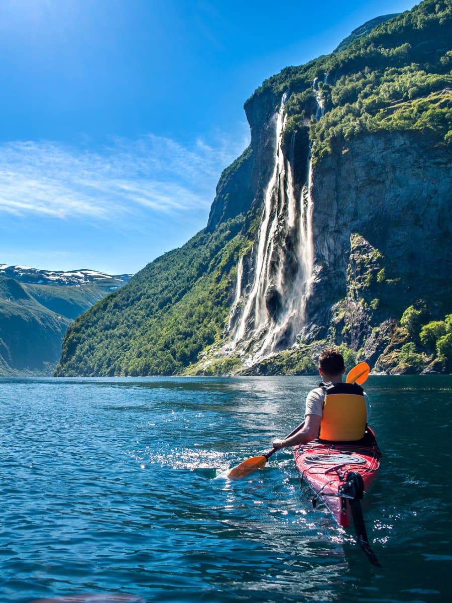 Kayaking on Geirangerfjord, Geiranger
